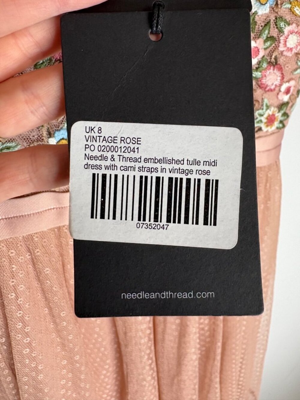 NWT Needle & Thread Blush Pink Floral Midi Dress-sz 4 - Picture 5 of 11